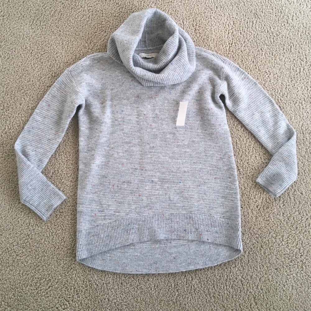 NWT Loft gray marl cowl neck sweater size xs